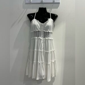 White Tiered Sundress with Lace Detail